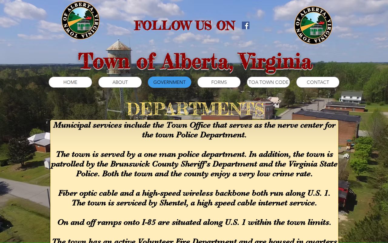 Alberta criminal records contact information on the official town departments page