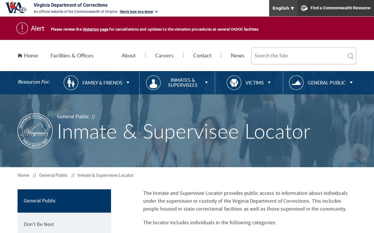 Brunswick County arrest history VADOC inmate and supervisee locator
