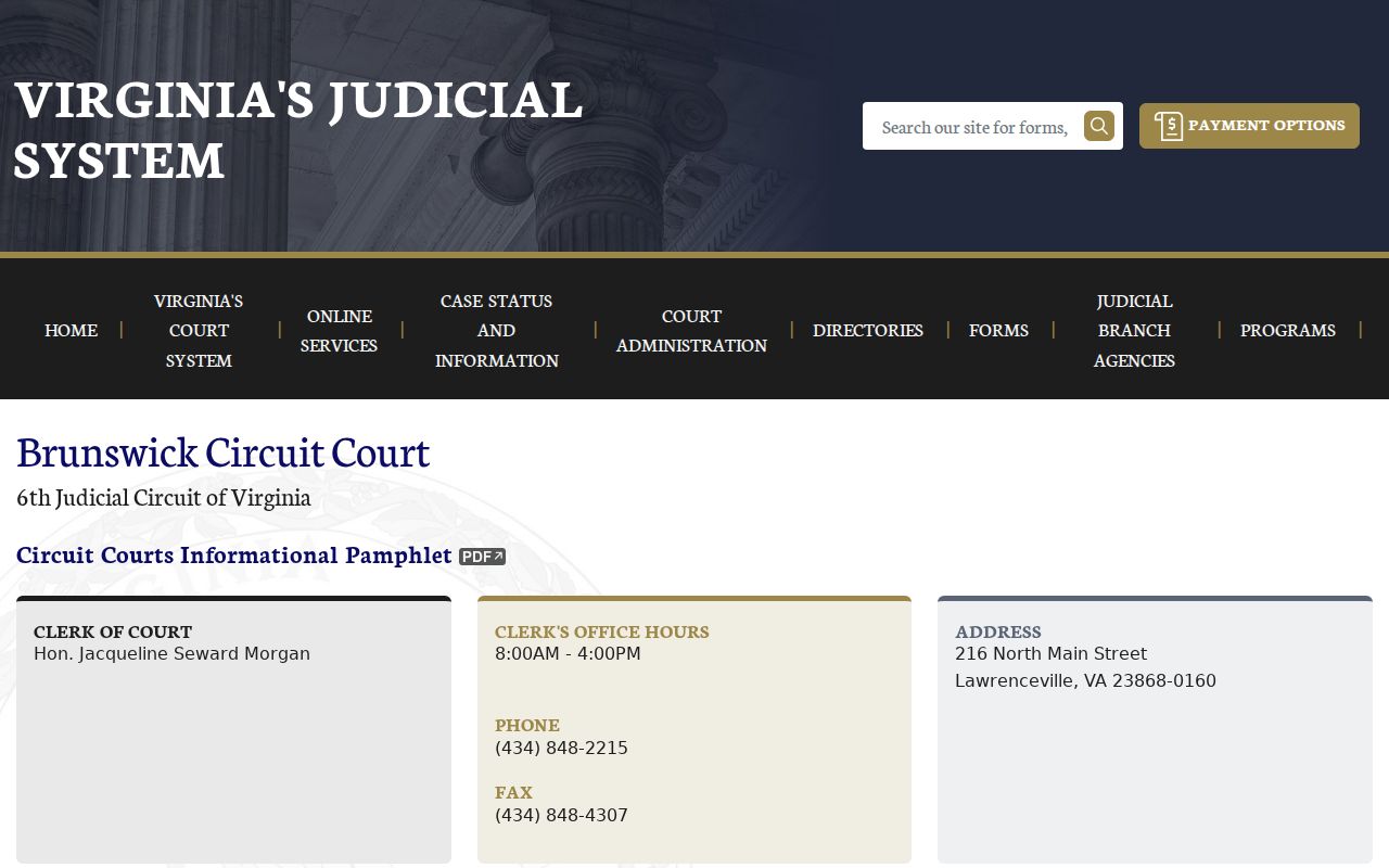 Brunswick County criminal court cases Circuit Court clerk page