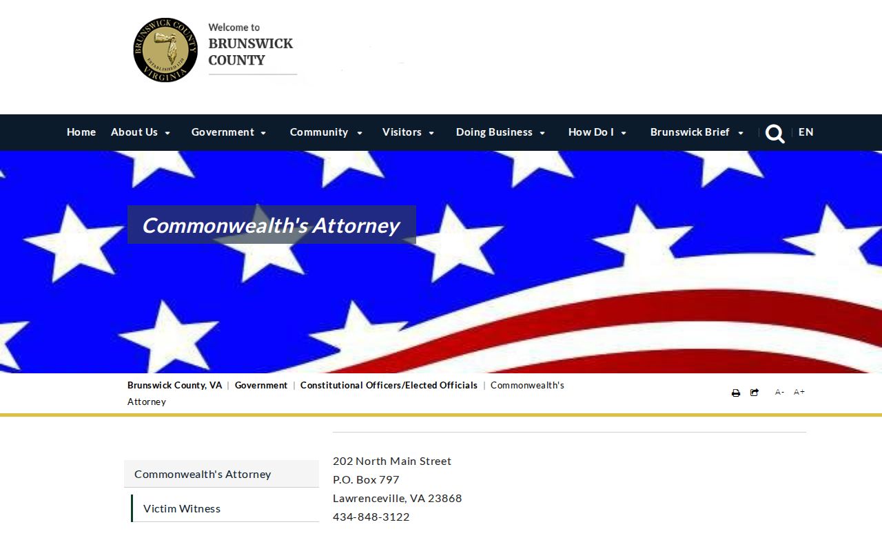 Brunswick County criminal court records Commonwealth's Attorney office