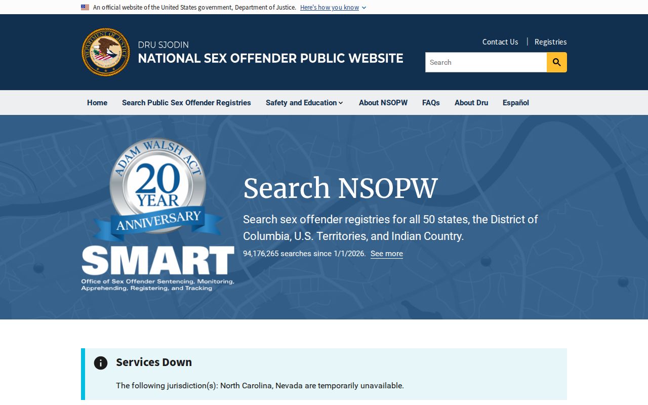National registry search for a Brunswick County sex offender check
