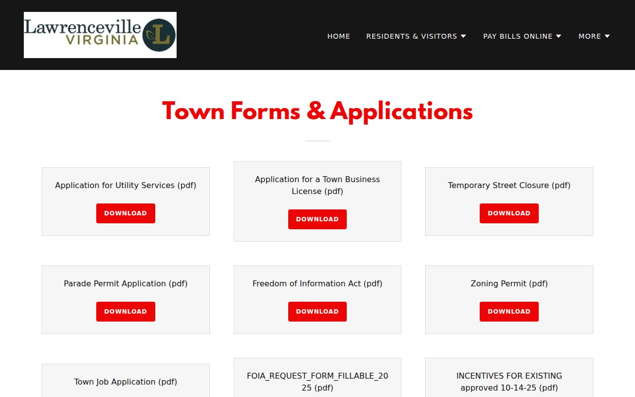 Lawrenceville criminal record request forms on the official town website